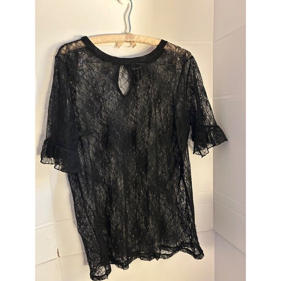 Torrid Black Lace Sheer Blouse Top Women’s Plus Size 2 Short Sleeve Romantic Got - Picture 2 of 9